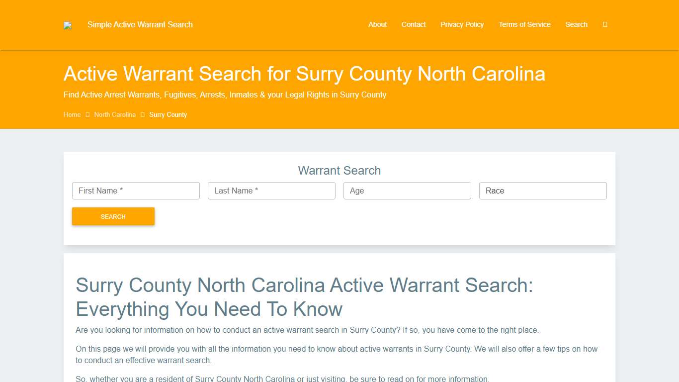 Active Warrant Search in Surry County North Carolina - Outstanding Warrants